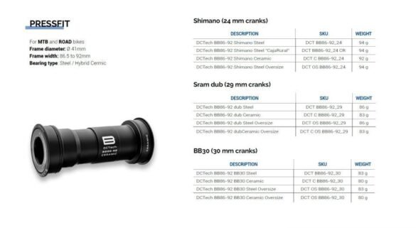 Pedalier Bikone BB86/92 ID29mm