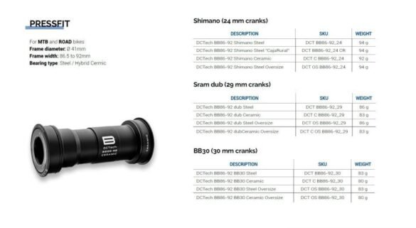 Pedalier Bikone BB86/92 ID30mm